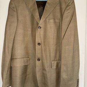 Oscar de la Renta Beige Checkered Blazer 100% Silk 44L